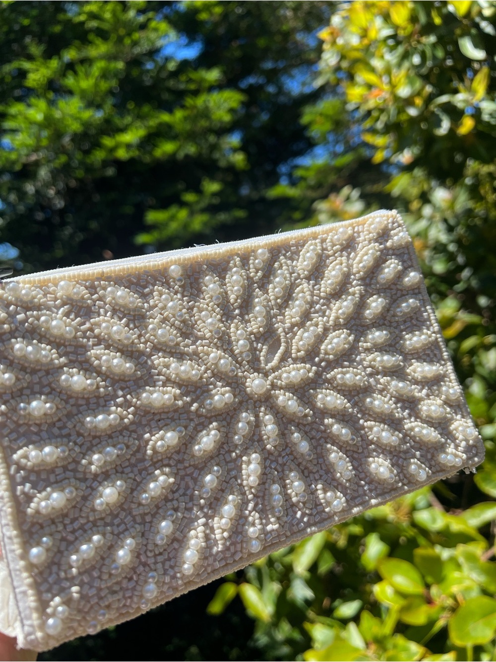 PEARL BEADED PHONE CROSSBODY BAG